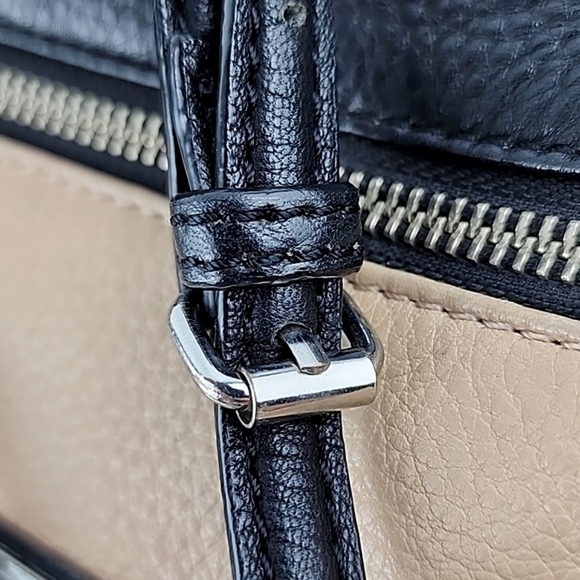 Calvin Klein Leather Crossbody Bag 3 Zip Tri Colour Tan Beige Black - Picture 9 of 15